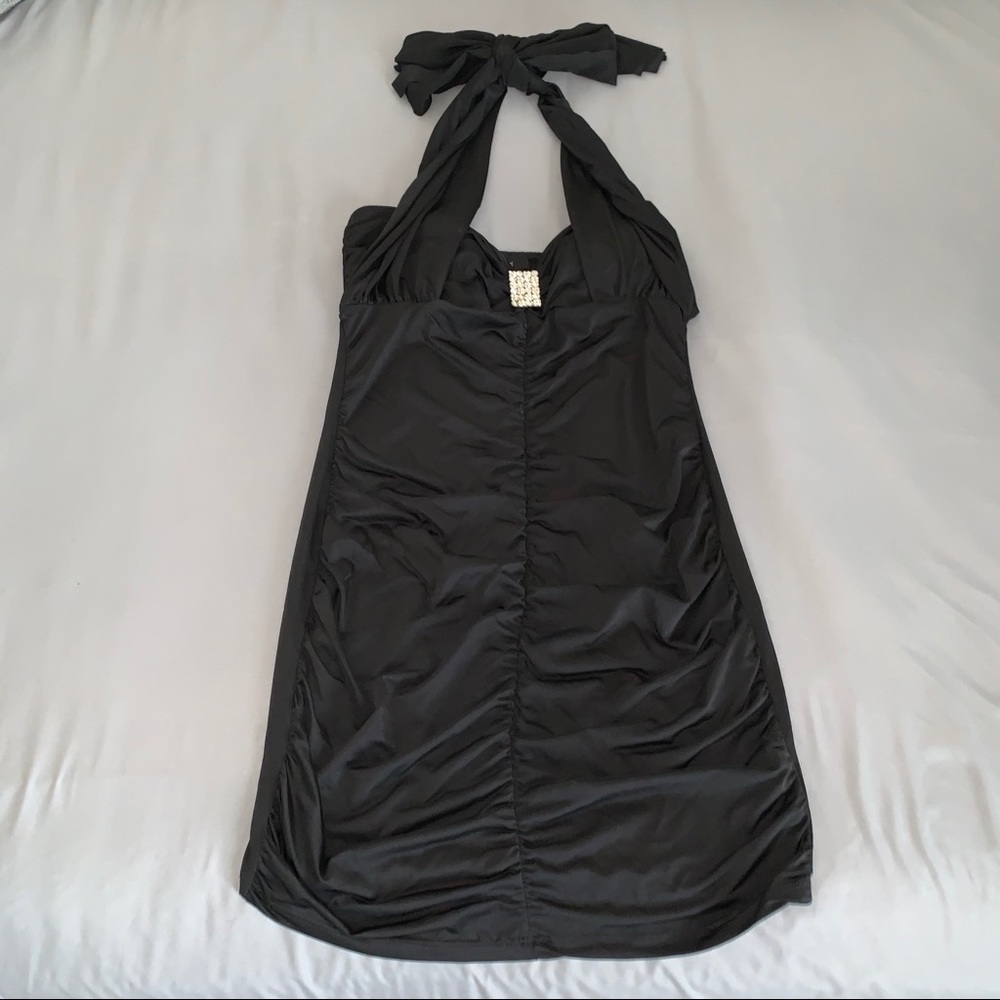 Black Scrunchy Mini Dress